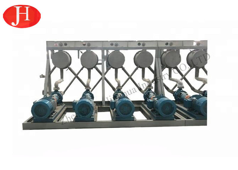 12 T / H กำลังการผลิตแป้งมันสำปะหลังสายการผลิต Hycrocyclone แป้งเครื่องขจัดน้ำเสีย